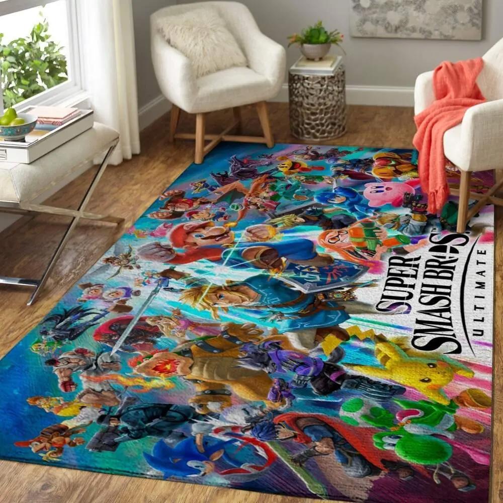 Super smash bros. ultimate area rug gaming carpet gamer living room rugs rug regtangle carpet floor decor home decor v6643 Rectangle Rug
