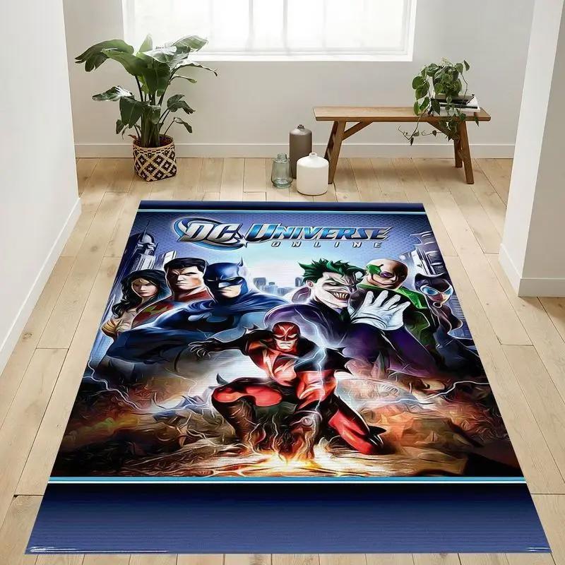 Superheroes dc comics video game dc universe online key art area rug living room and bed room rug rug regtangle carpet floor decor home decor Rectangle Rug