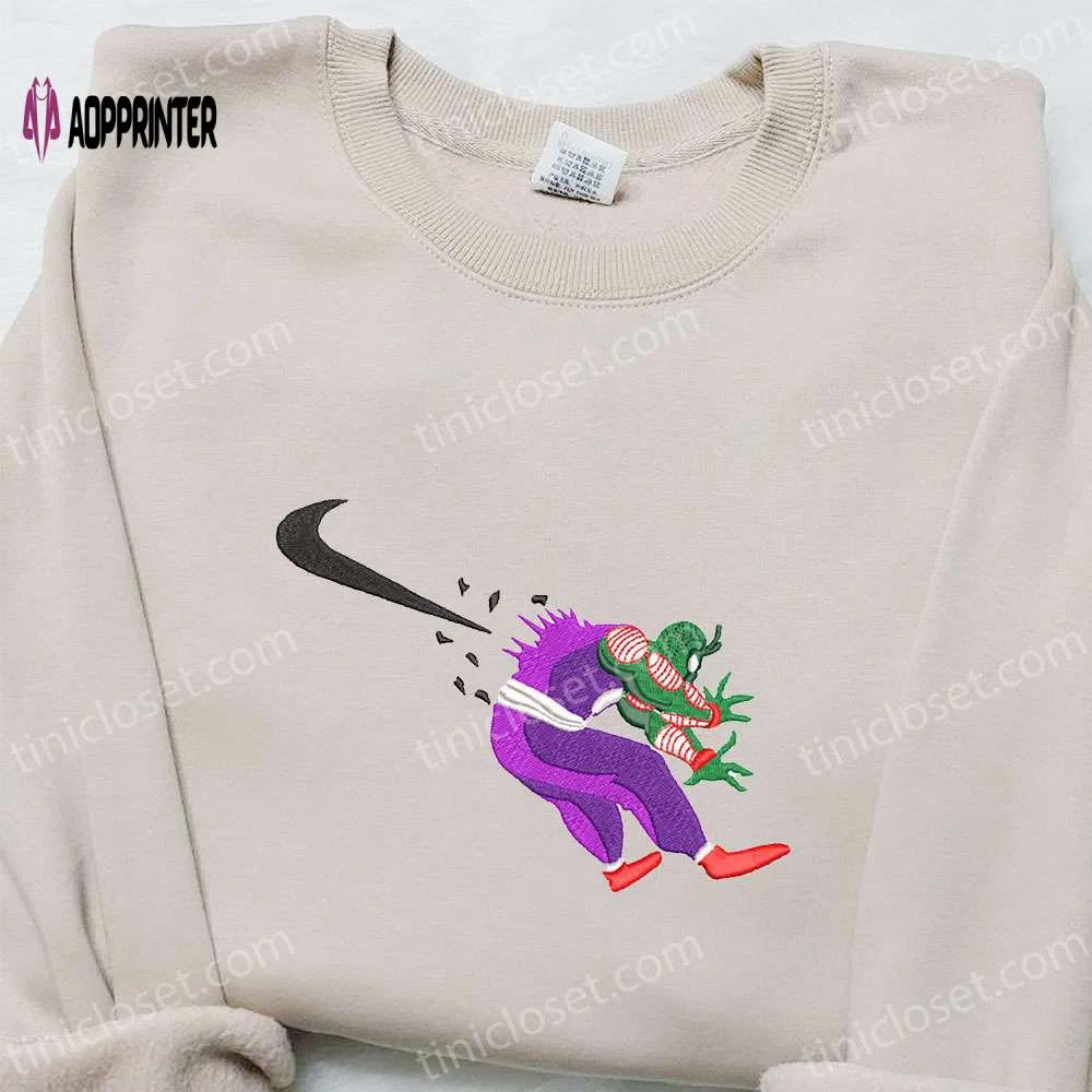 Swoosh x piccolo anime & dragon ball nike inspired embroidered t-shirt Embroidered Shirt