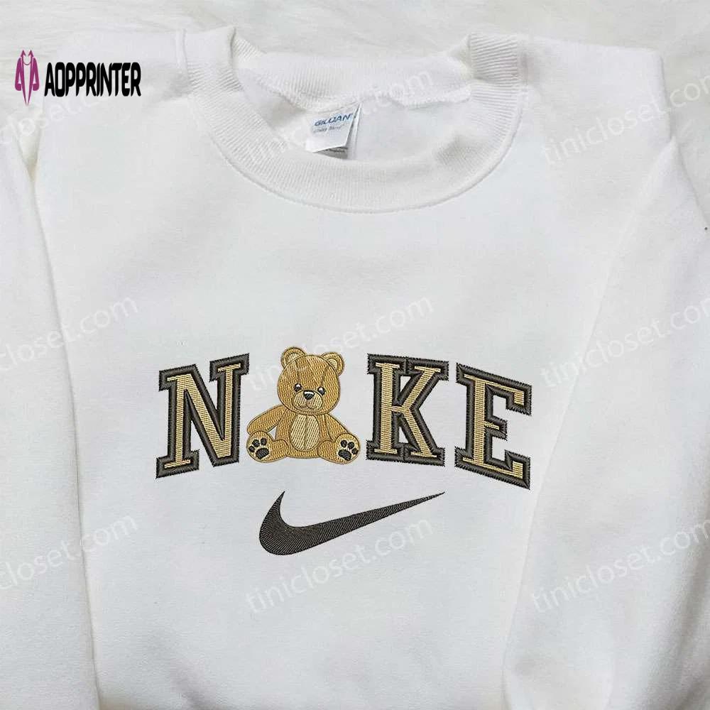 Teddybear x nike embroidered sweatshirt & cartoon shirt – nike inspired embroidery Embroidered Shirt