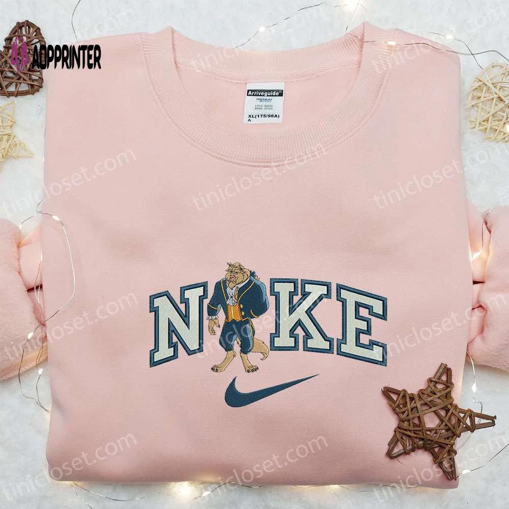 The beast x nike cartoon embroidered shirt: best halloween gift ideas nike inspired Embroidered Shirt