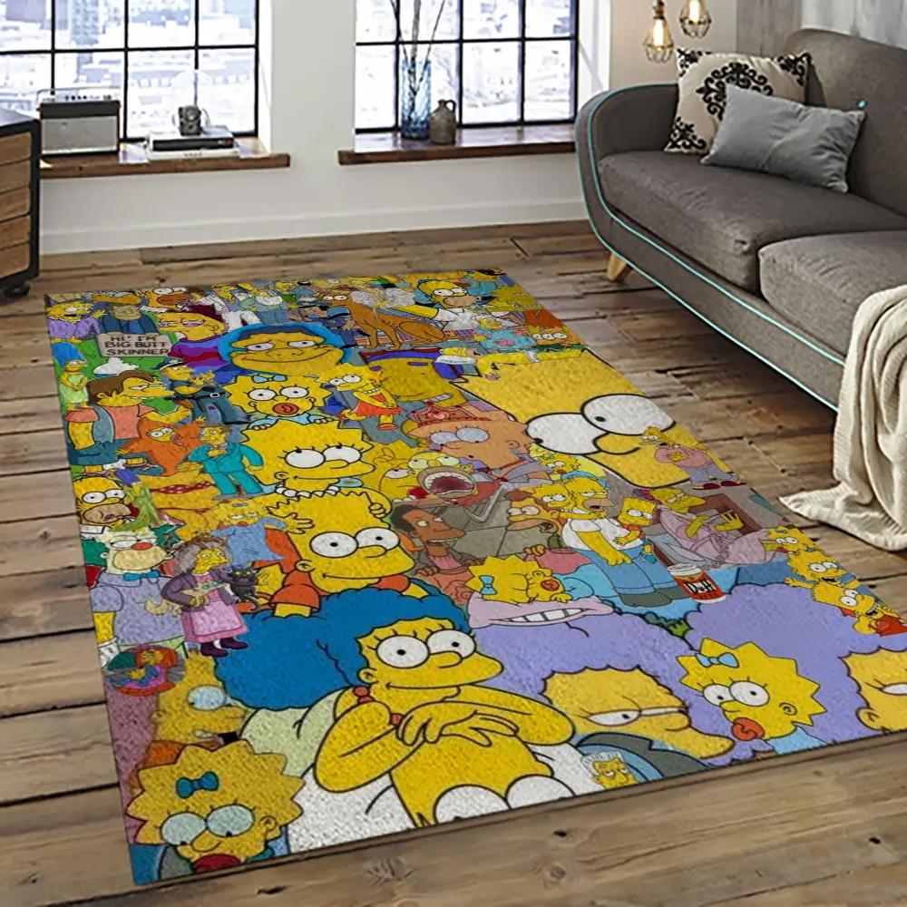 The simpsons characters cartoon movie carpet rectangle area rug for living room bedroom decor tss60 Rectangle Rug