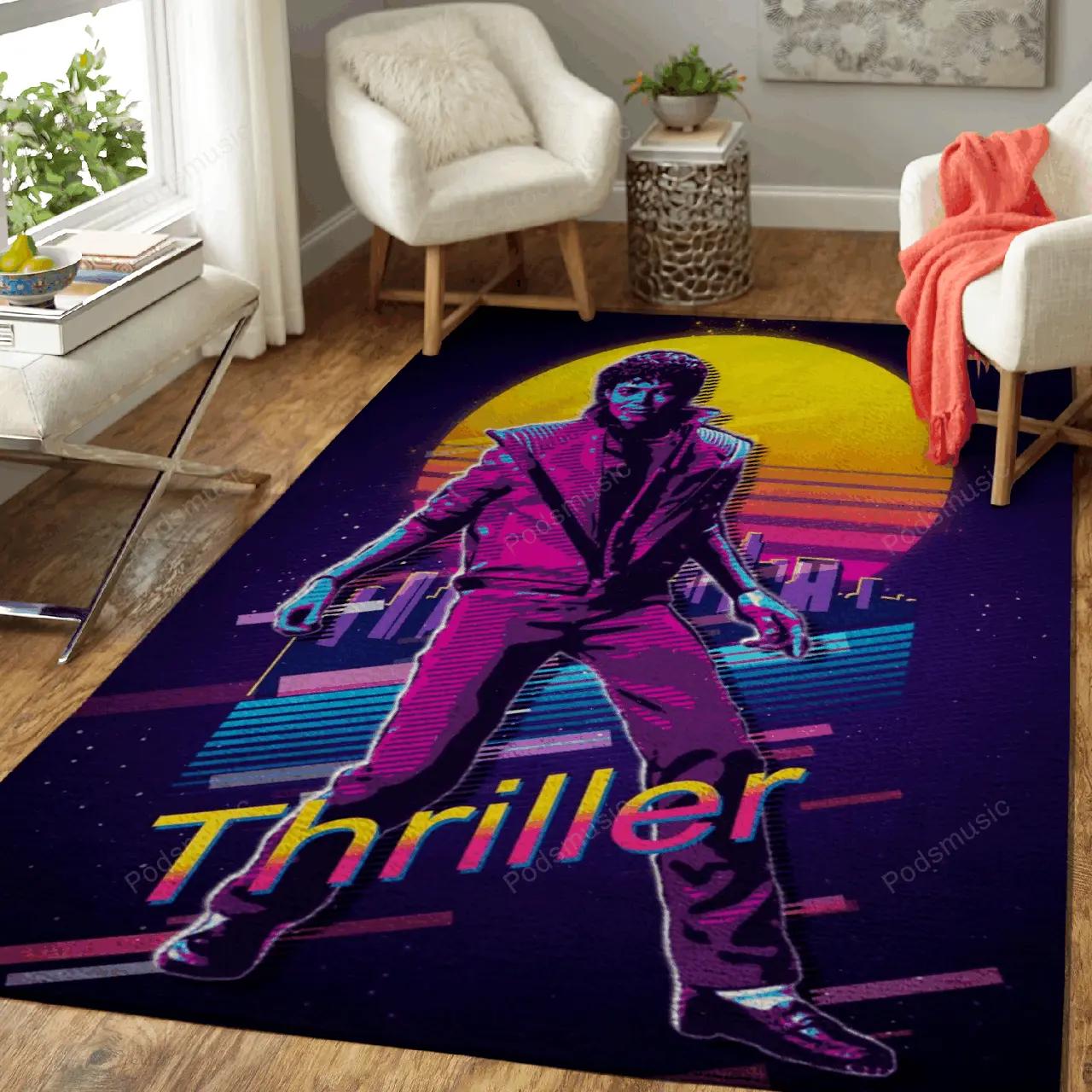 Thriller michael jackson artwork music synthwave 80s art for fans area rug living room carpet rug regtangle carpet floor decor home decor Rectangle Rug