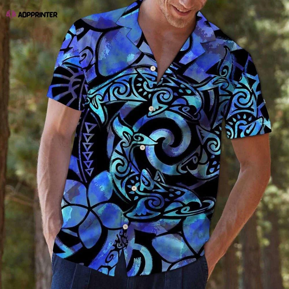 Tie dye tribal dolphins aloha hawaiian shirt colorful short sleeve summer beach casual shirt for men and women Hawaii Shirt