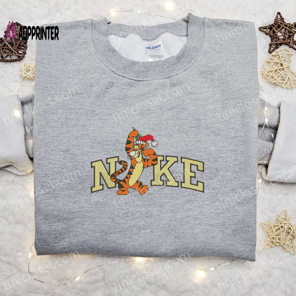 Tigger xmas x nike embroidered sweatshirt & walt disney characters shirt – best christmas gift ideas Embroidered Shirt