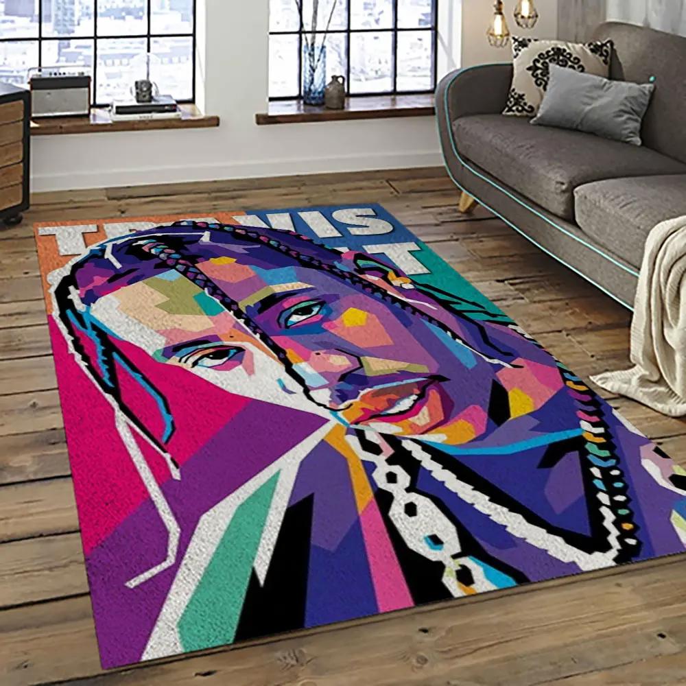 Travis scott rapper hiphop music retangle carpet area rug home decor best gift for fan and friends tst38 Rectangle Rug