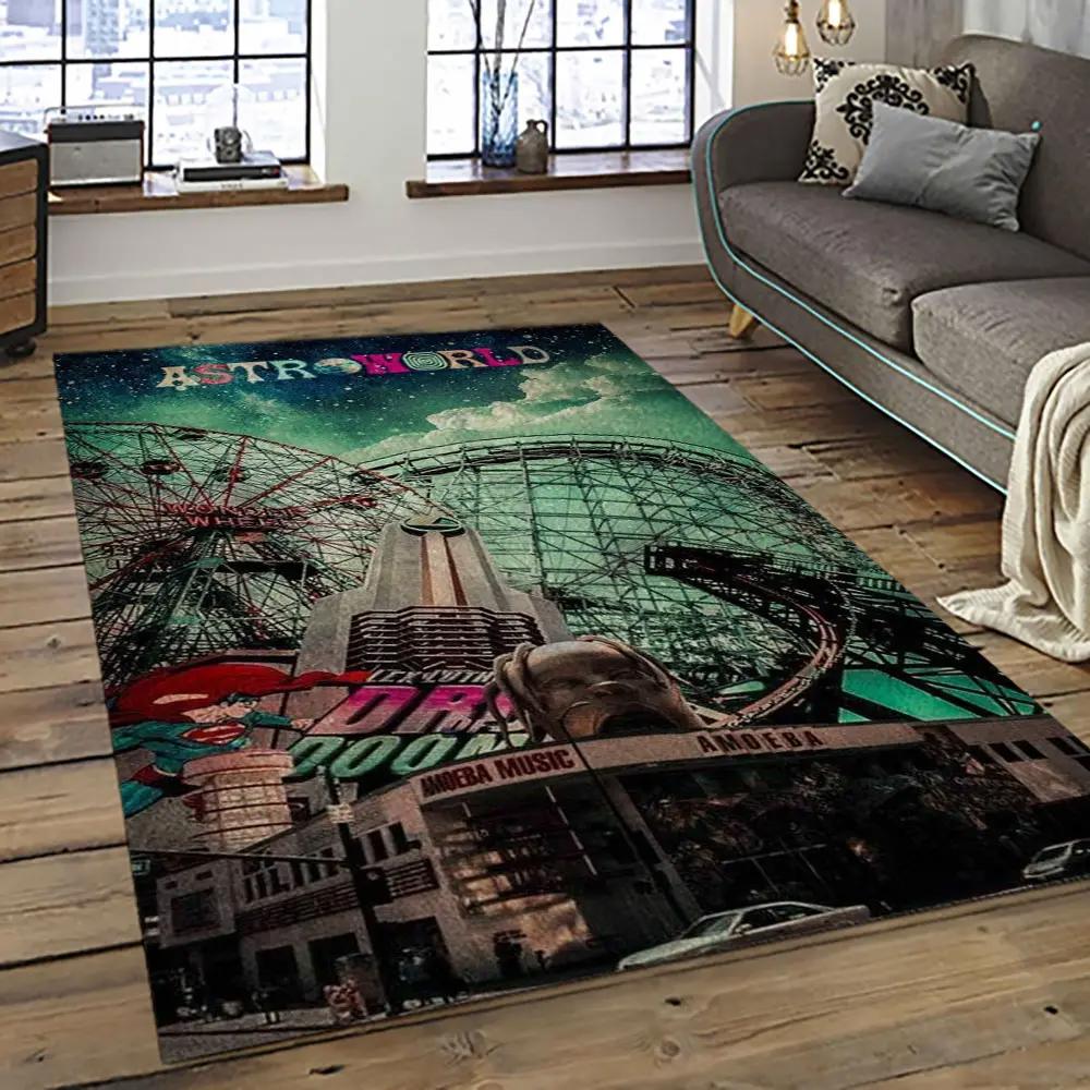 Travis scott rapper hiphop music retangle carpet area rug home decor best gift for fan and friends tst6 Rectangle Rug