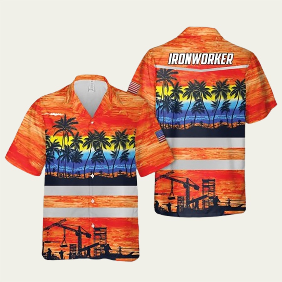 Tropical sunset ironworker hawaiian shirt Hawaii Shirt Shorts & Flip Flops