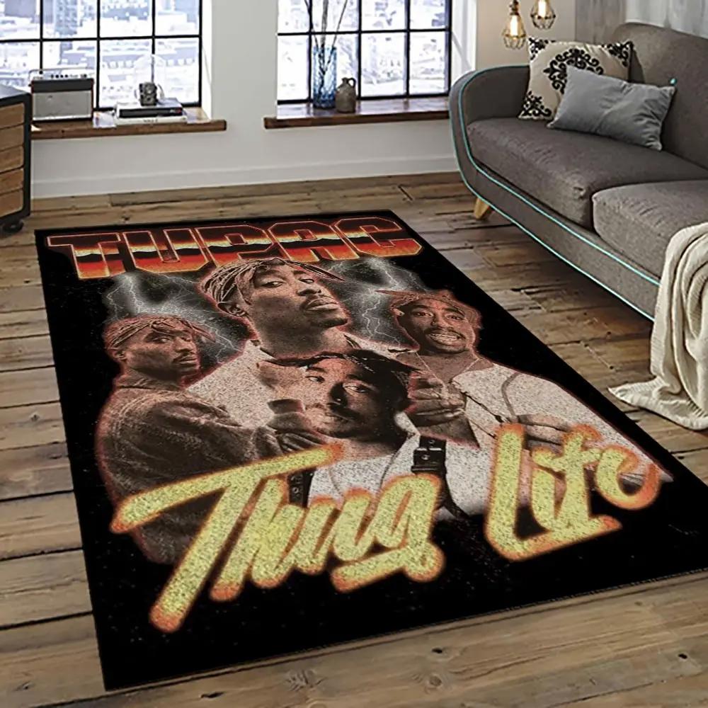Tupac shakur rapper hiphop music rap carpet area rug home decor gift for fans gift for friends ts13 Rectangle Rug