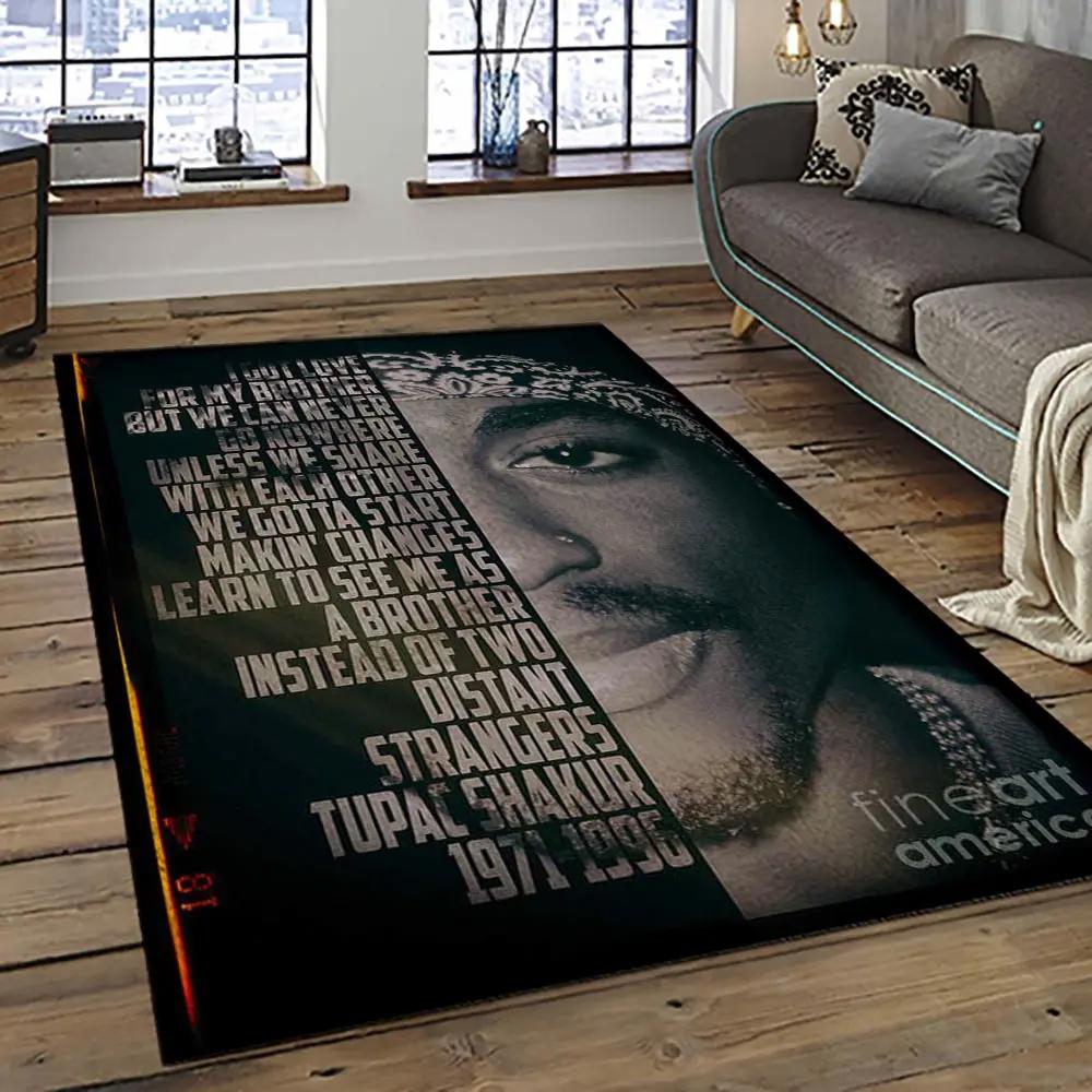 Tupac shakur rapper hiphop music rap carpet area rug home decor gift for fans gift for friends ts19 Rectangle Rug