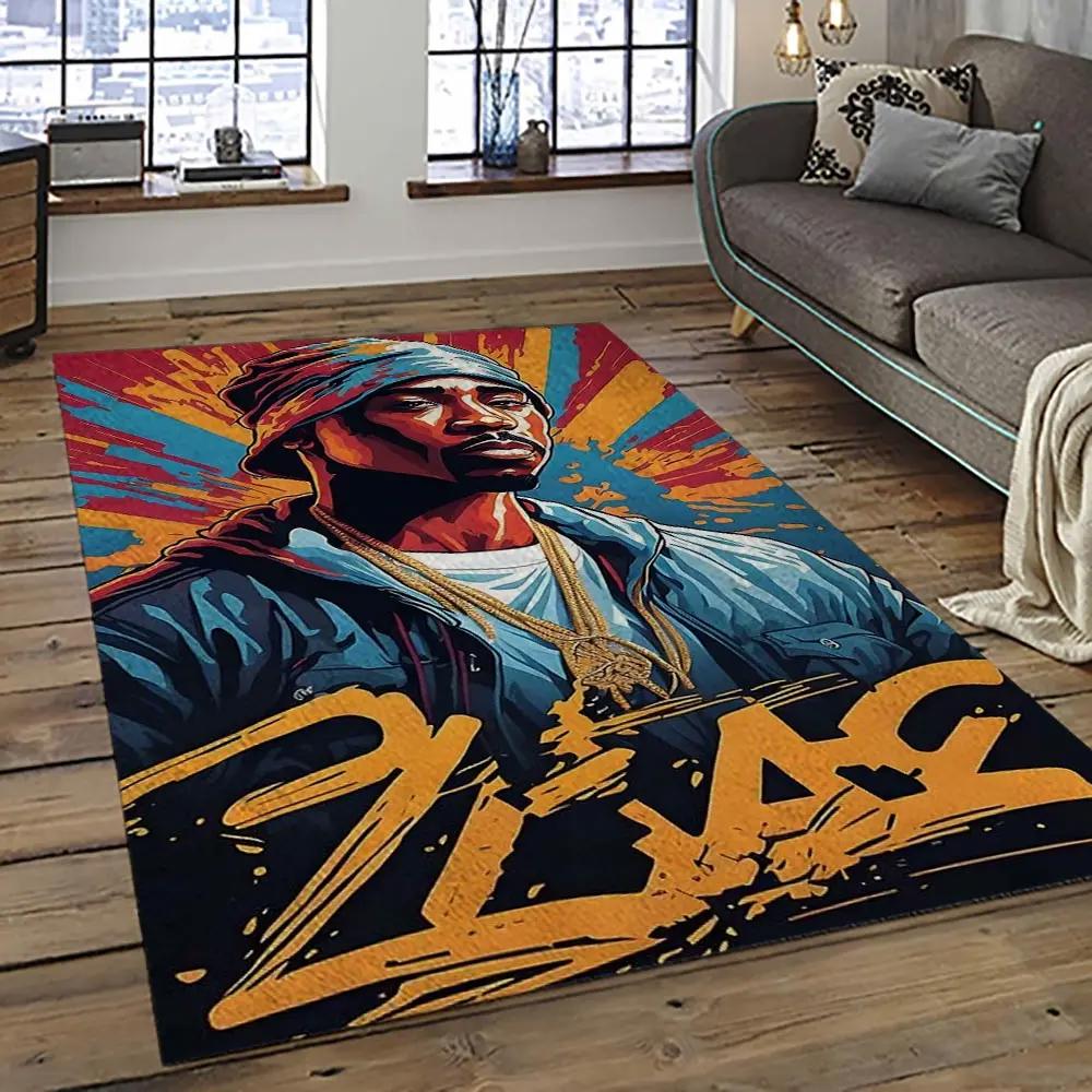 Tupac shakur rapper hiphop music rap carpet area rug home decor gift for fans gift for friends ts25 Rectangle Rug