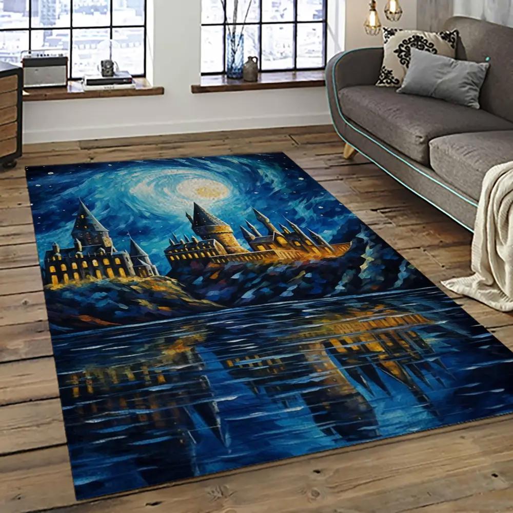 Van gogh starry night harry potter cartoon movie carpet rectangle area rug for room decor vhp12 Rectangle Rug