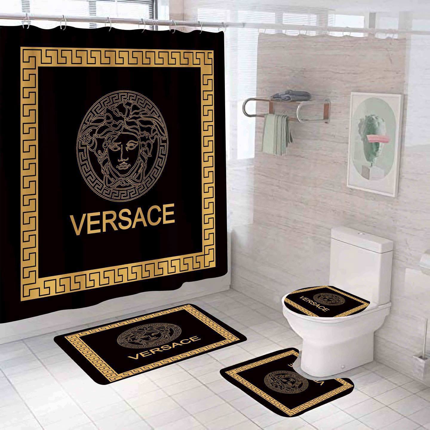 Versace bathroom set luxury fashion brand home decor hypebeast bath mat Bathroom Set
