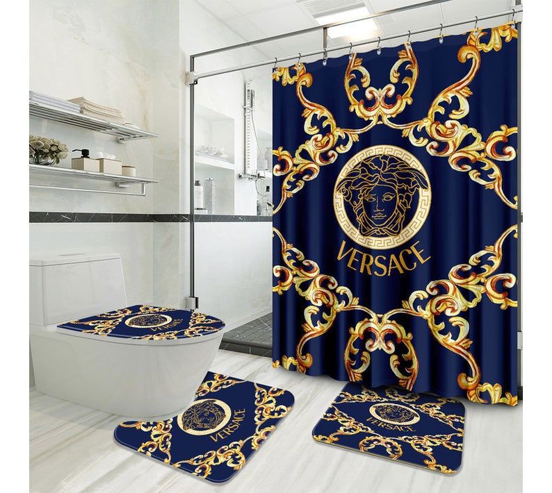Versace type 10 shower curtain waterproof luxury bathroom mat set hot 2023 10 Bathroom Accessory Sets