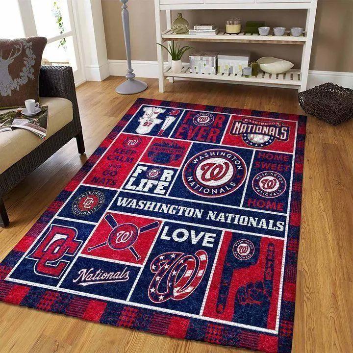 Washington nationals area rug living room rug mlb team logo rug v4247 Rectangle Rug