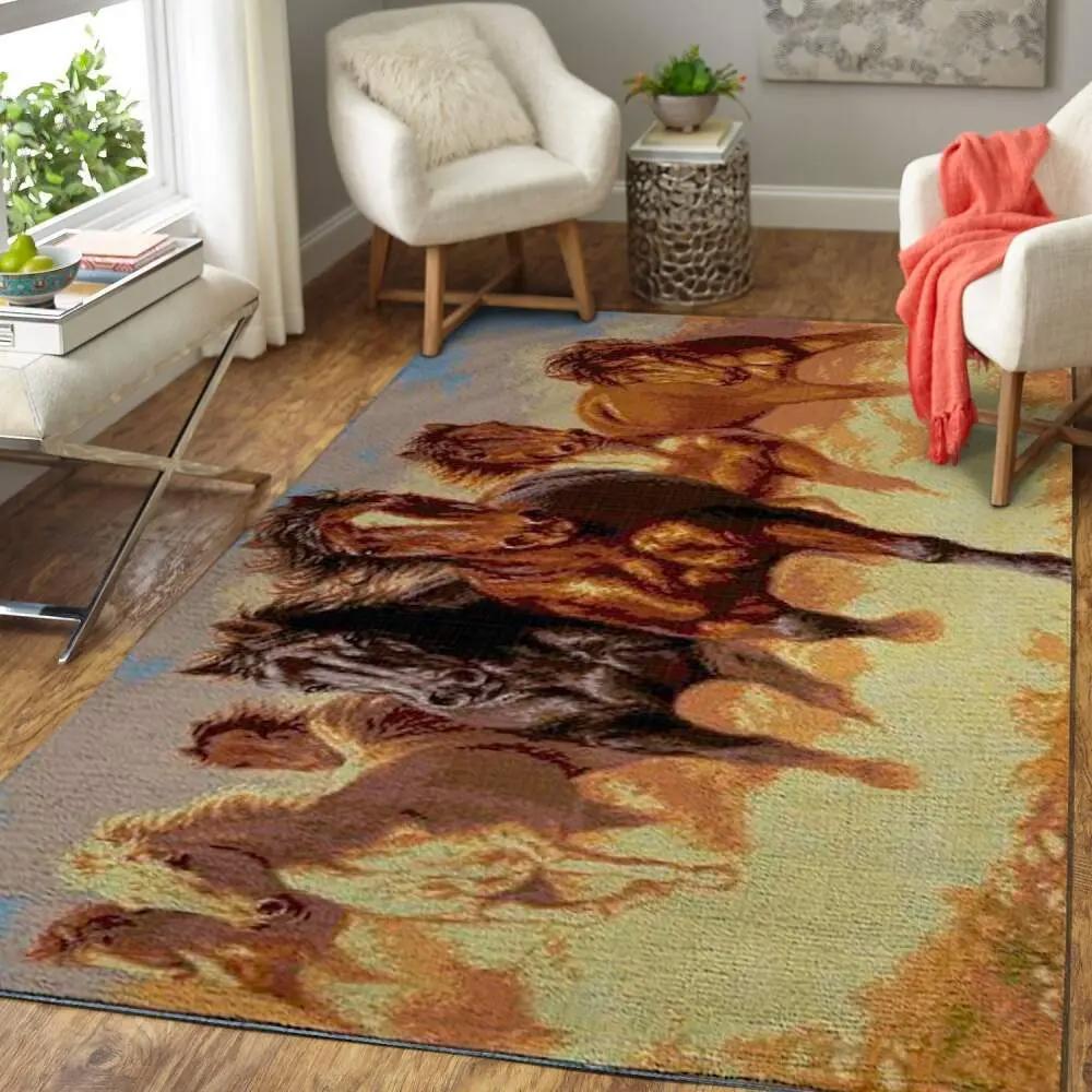 Wild horses area rug living room rug home decor 1910162 floor decor Rectangle Rug