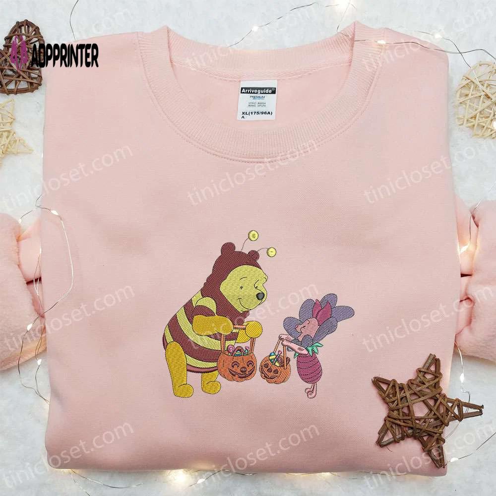 Winnie the pooh & piglet halloween sweatshirt: disney embroidered hoodie best gift ideas Embroidered Shirt