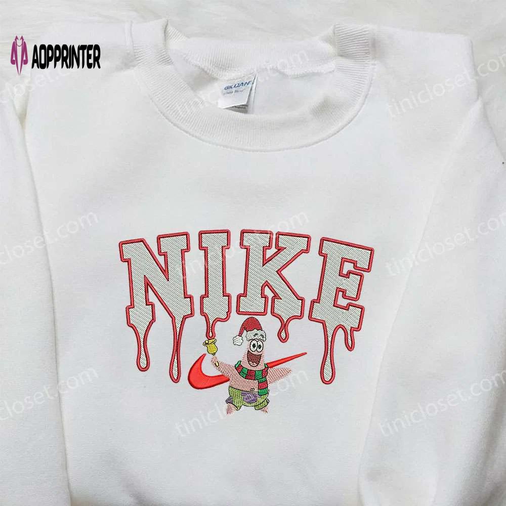 Xmas patrick star x nike embroidered sweatshirt: spongebob squarepants 4d cartoon – perfect family christmas gift Embroidered Shirt