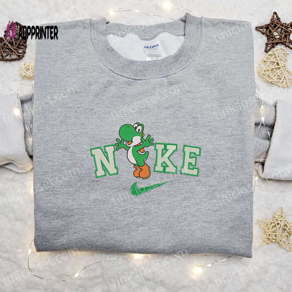 Yoshi x nike embroidered sweatshirt & super mario shirt: best family gift ideas Embroidered Shirt