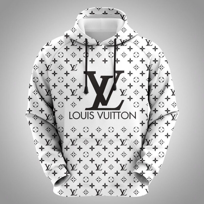 Louis vuitton black white unisex hoodie for men women luxury brand lv