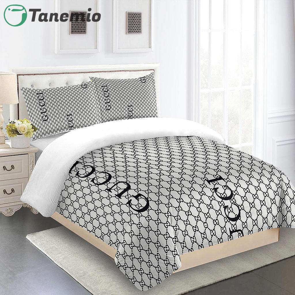 Gucci bedding set gray and black luxury bed sheets