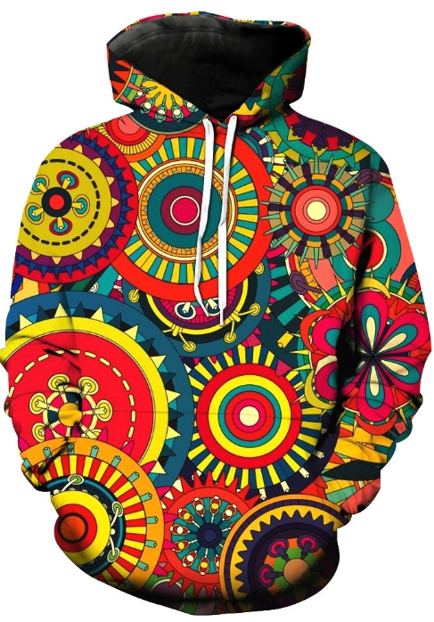 Funky circle designs 3d street wear hoodie
