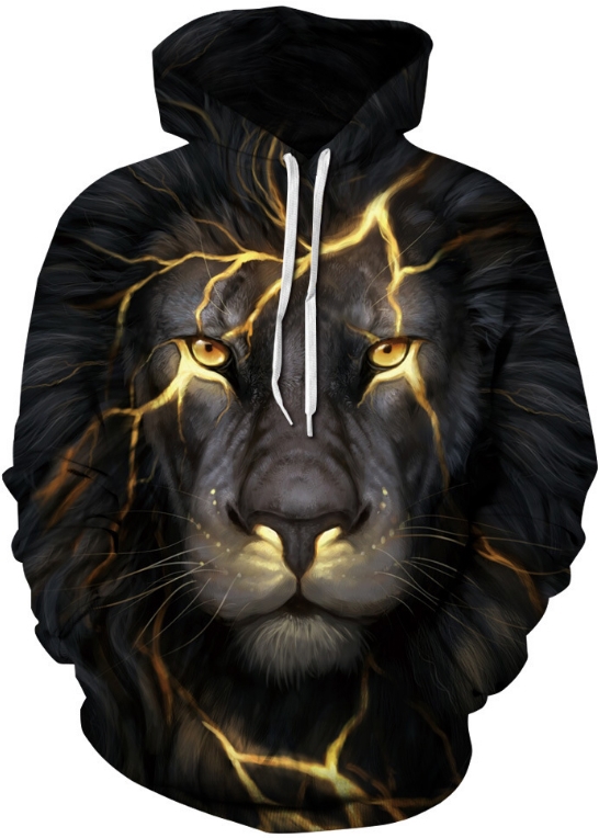 Golden lightning lion 3d hoodie