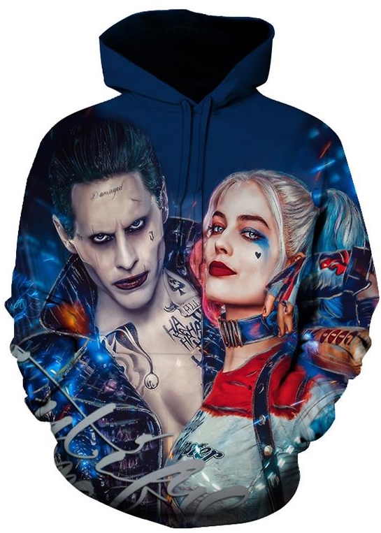 Harley quinn joker suicide squad 3d street wear hoodie