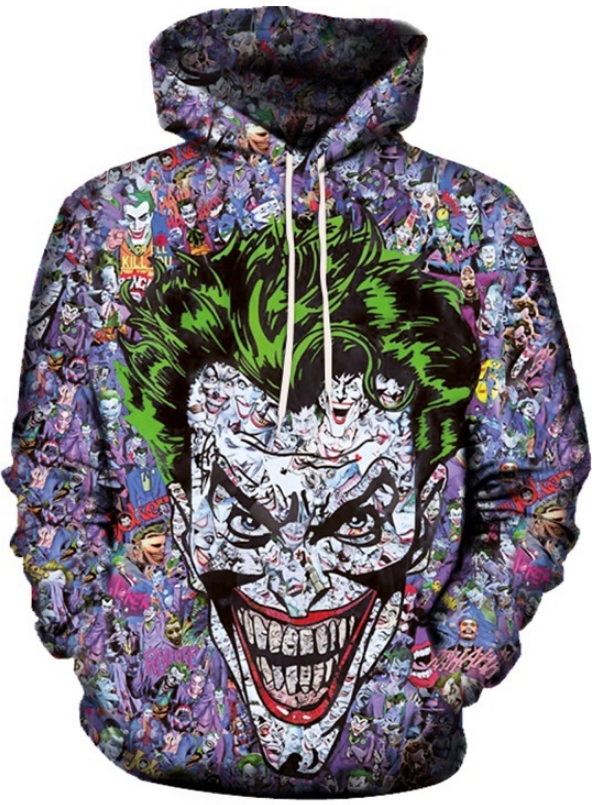 Joker face mash up 3d street wear hoodie