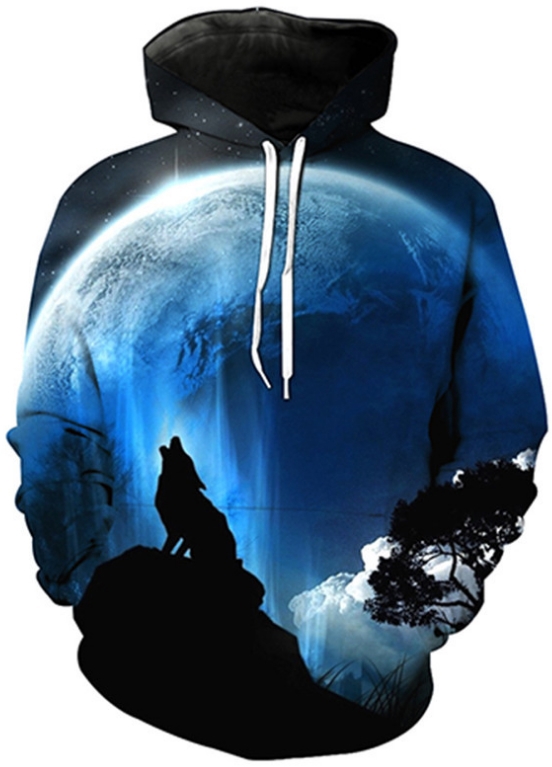 Midnight wolf 3d street wear hoodie