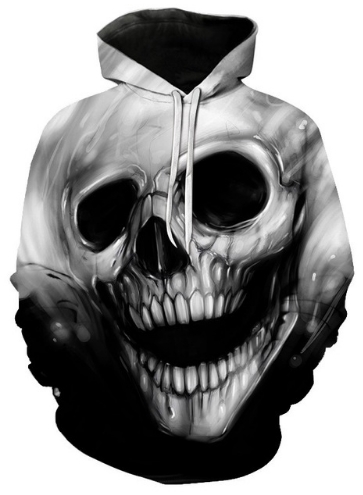 Mono tone skeleton head 3d street wear hoodie