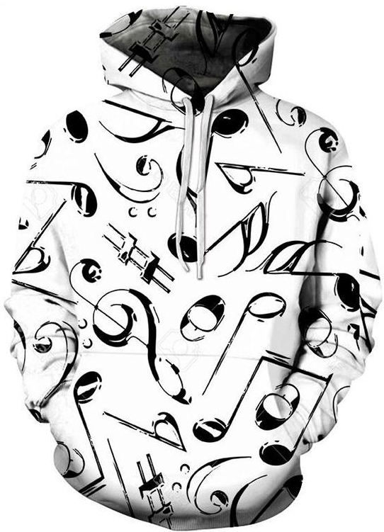 Music notes mash up 3d street wear hoodie