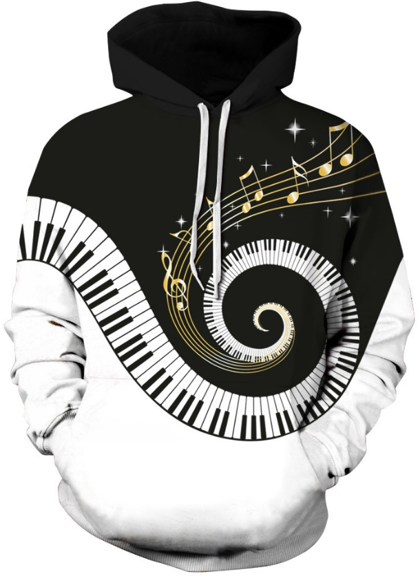 Piano keys black hole 3d street wear hoodie