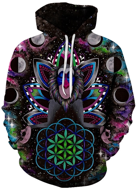 Psychedelic space trance 3d hoodie