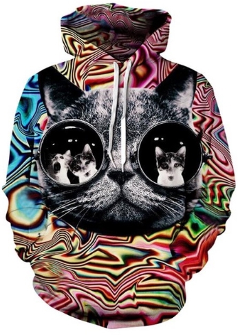 Psychedelic trippy cool cat 3d hoodie