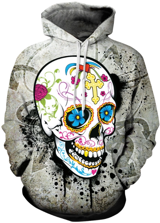 Psychedelic trippy sugar skull 3d hoodie