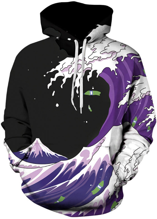 Purple drank dirty sprite tsunami 3d street wear hoodie