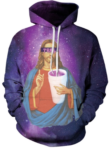 Purple drank jesus dirty sprite trill 3d street wear hoodie