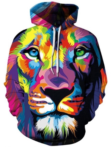 Rainbow lion face 3d street wear hoodie
