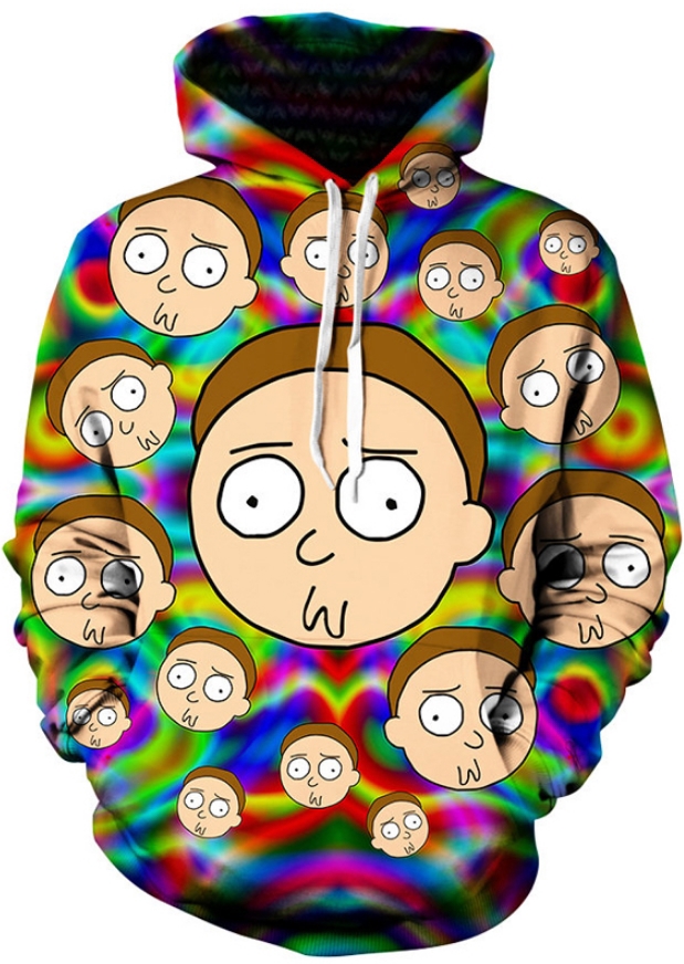 Rick and morty face mash up 3d hoodie