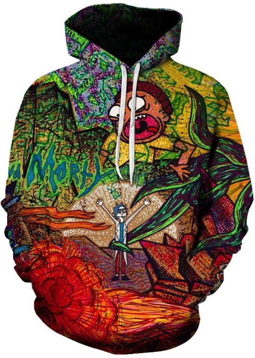 Rick and morty pastel trip 3d hoodie