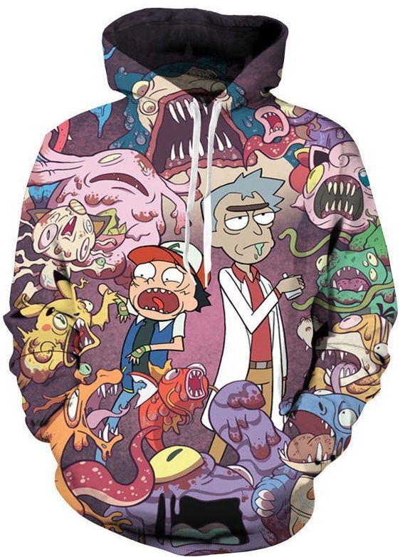 Rick and morty pokemon 3d hoodie