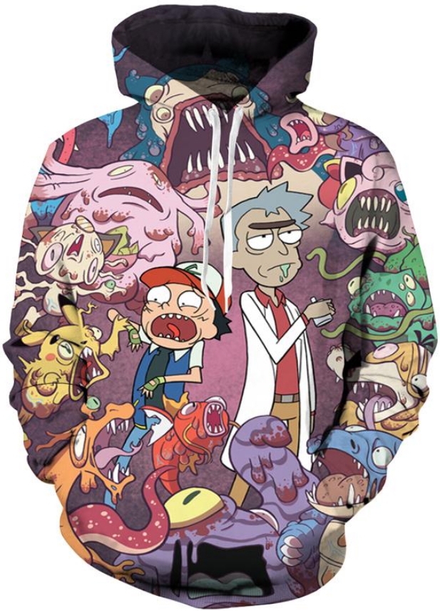 Rick and morty pokemon parody 3d hoodie