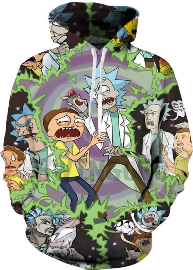 Rick and morty portal raid 3d hoodie
