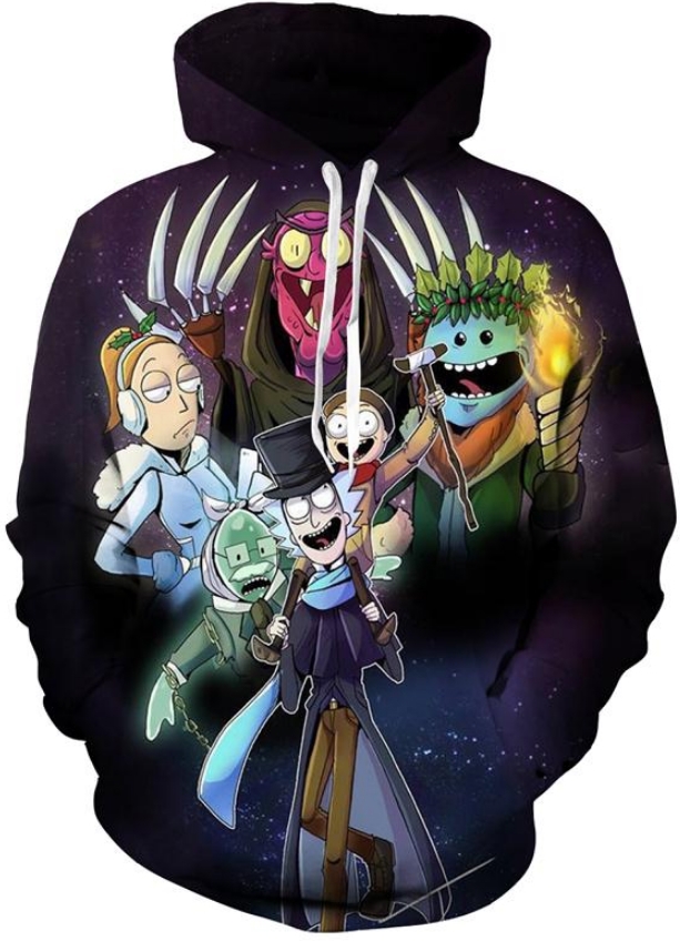 Rick and morty space monster 3d hoodie