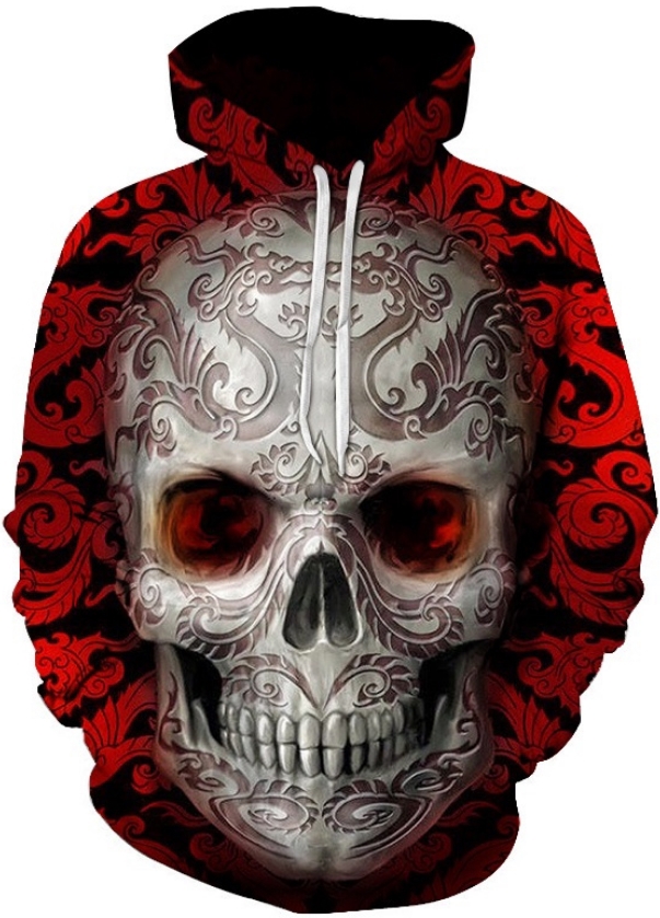 Ruby skull tattoo 3d street wear hoodie