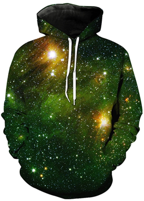 Space in green 3d street wear hoodie