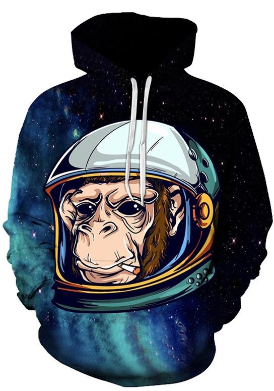 Space monkey 3d street wear hoodie