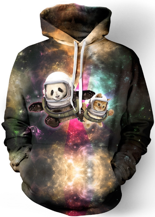 Space panda and kitty cat 3d street wear hoodie