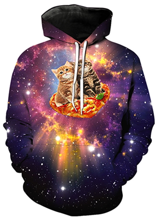 Space pizza kitty cats 3d street wear hoodie
